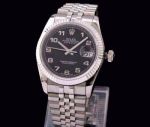 Real Swiss ETA3135 REPLICA ROLEX DATEJUST WATCH SS BLACK ARABIC SWISS